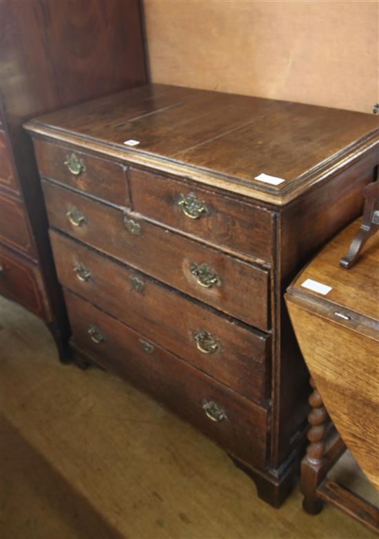 Late 18th Century oak chest - 2 short & 3 long drawers